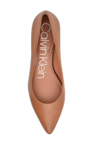 Shop Calvin Klein Gabrianna Kitten Heel Pump In Medium Brown Leather