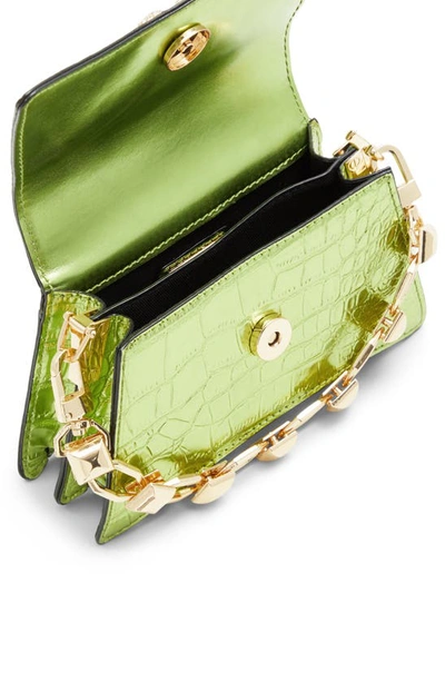 Shop Aldo Kaziax Croc Embossed Faux Leather Crossbody Bag In Other Green