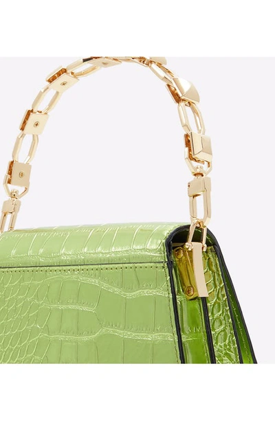 Shop Aldo Kaziax Croc Embossed Faux Leather Crossbody Bag In Other Green