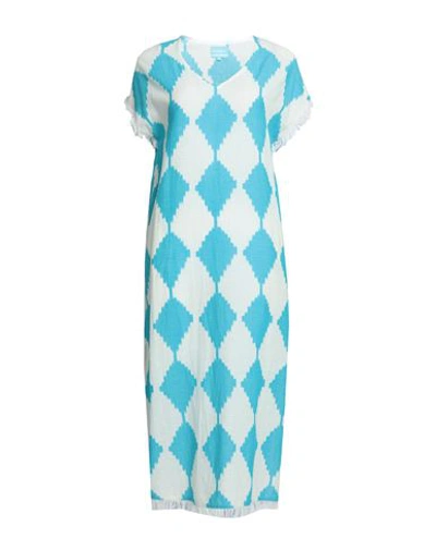 Shop Iconique Woman Cover-up Azure Size M Cotton, Silk In Blue