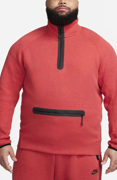 Shop Nike Tech Fleece Half Zip Pullover In Light University Red/ Black