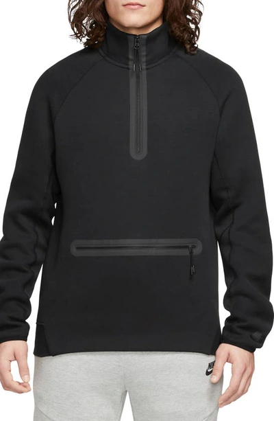 Shop Nike Tech Fleece Half Zip Pullover In Black/ Black