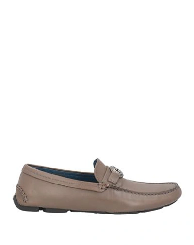 Shop Giorgio Armani Man Loafers Dove Grey Size 8 Calfskin