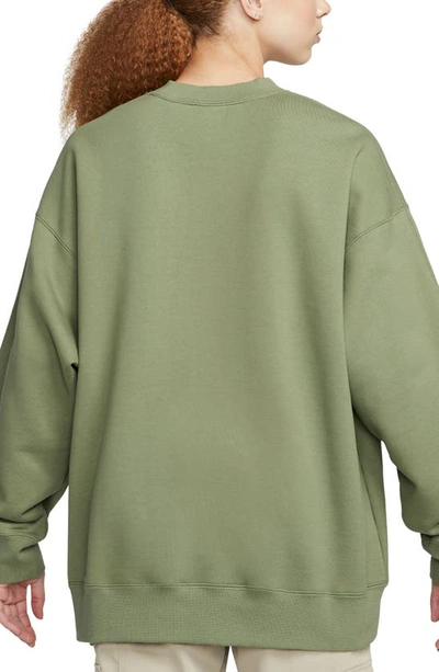 Shop Jordan Flight Fleece Oversize Crewneck Sweatshirt In Sky Light Olive