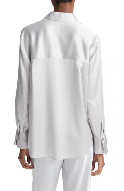 Shop Vince Relaxed Silk Blouse In Silverstone