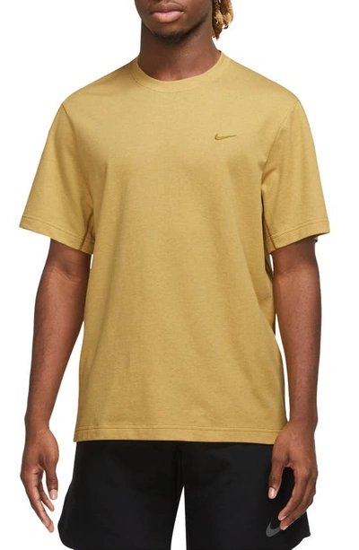 Shop Nike Primary Training Dri-fit Short Sleeve T-shirt In Bronze/ Heather