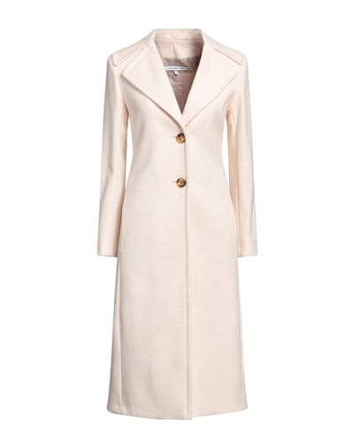 Shop La Fille Des Fleurs Woman Coat Cream Size 6 Cotton, Polyester, Elastane In White