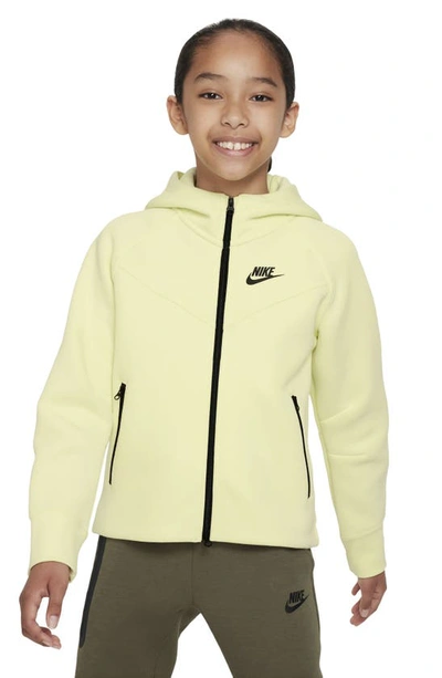 Shop Nike Kids' Tech Fleece Full Zip Hoodie In Luminous Green/ Black