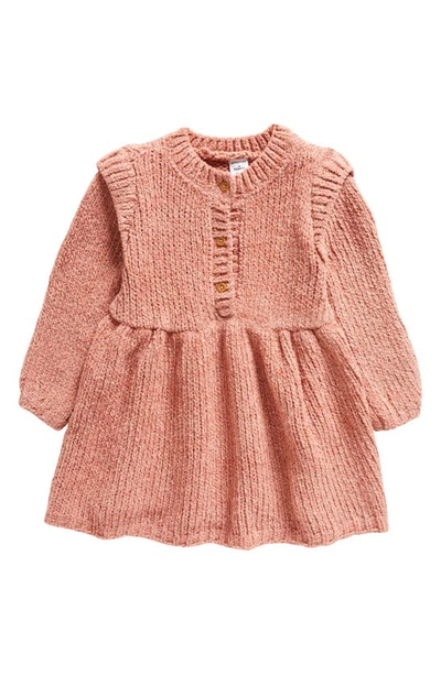 Shop Nordstrom Cozy Sparkle Long Sleeve Knit Dress In Pink Brick