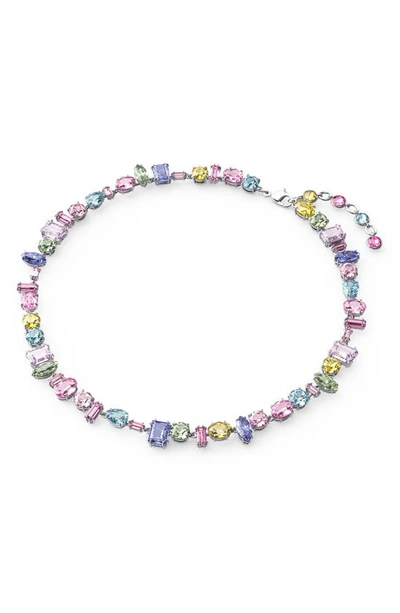 Swarovski Silver-tone Crystal Mixed Cut Collar Necklace, 14" + 1-3/4" Extender In Multicolored