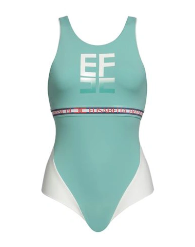 Shop Elisabetta Franchi Woman One-piece Swimsuit Turquoise Size 4 Polyamide, Elastane In Blue