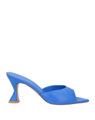 Shop Deimille Woman Sandals Bright Blue Size 8 Soft Leather