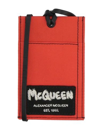 Shop Alexander Mcqueen Man Document Holder Rust Size - Textile Fibers In Red