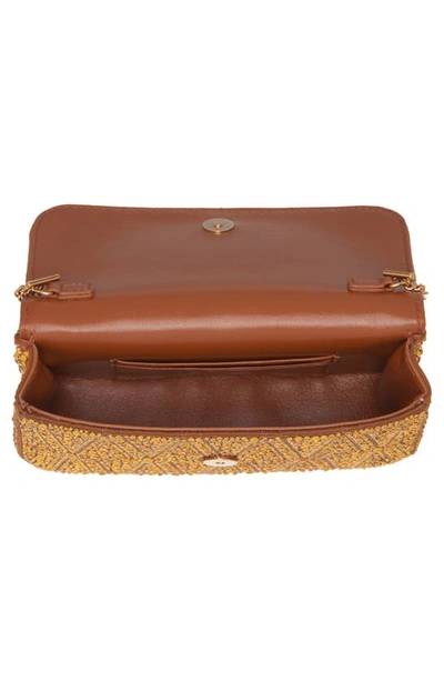 Shop Versace Mini Virtus Crystal Pavé Evening Bag In Caramel- Gold