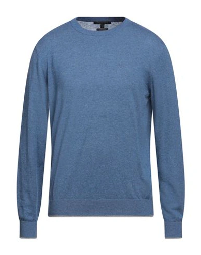 Shop Armani Exchange Man Sweater Pastel Blue Size S Cotton, Cashmere