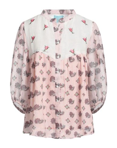 Shop Iconique Woman Shirt Light Pink Size Xl Linen, Cotton