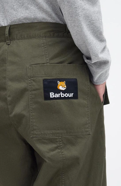 Shop Barbour X Maison Kitsuné Cotton Twill Cargo Pants In Uniform Green
