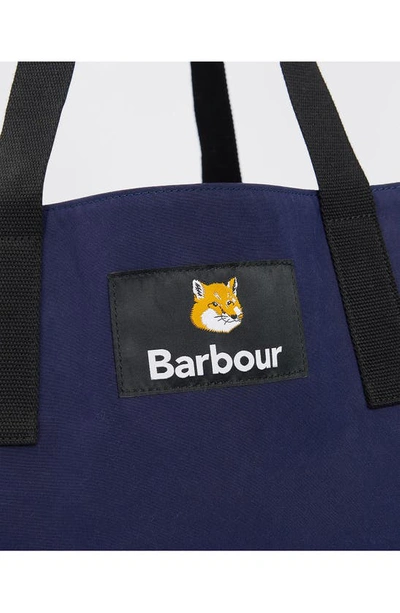 Shop Barbour X Maison Kitsuné Reversible Tote Bag In Dark Navy