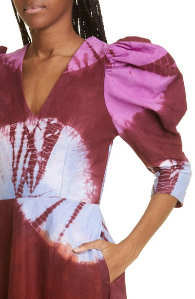 Shop Busayo Dami Puff Sleeve Maxi Dress In Burgundy Multi