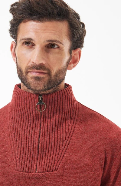 Shop Barbour Nelson Essential Lambswool Half Zip Sweater In Brick Red