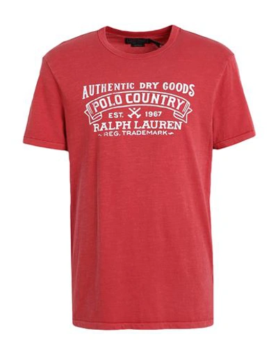 Shop Polo Ralph Lauren Custom Slim Fit Polo Country T-shirt Man T-shirt Brick Red Size L Cotton