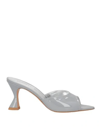 Shop Deimille Woman Sandals Light Grey Size 8 Soft Leather