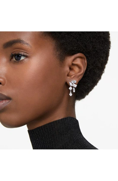 Swarovski Mesmera Crystal-embellished Drop Earrings In Silver