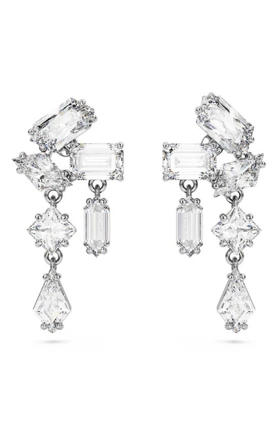 Swarovski Mesmera Crystal-embellished Drop Earrings In Silver