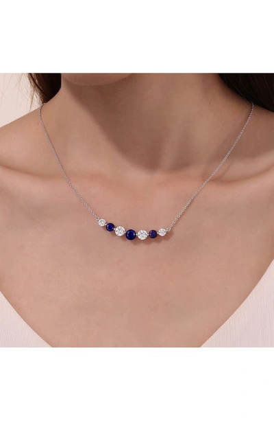 Lafonn Symbols Of Joy Lab Created Sapphire & Simulated Diamond Bar Pendant Necklace In Blue