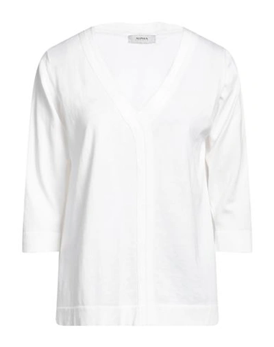 Alpha Studio Woman Sweater White Size 8 Merino Wool In White