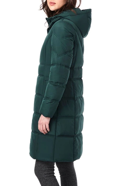 Shop Bernardo Walker Double Stitch Recycled Polyester Puffer Coat With Removable Bib In Dark Forest