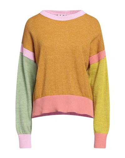 Shop Oof Woman Sweater Ocher Size Xl Acrylic, Polyamide, Mohair Wool, Wool In Yellow