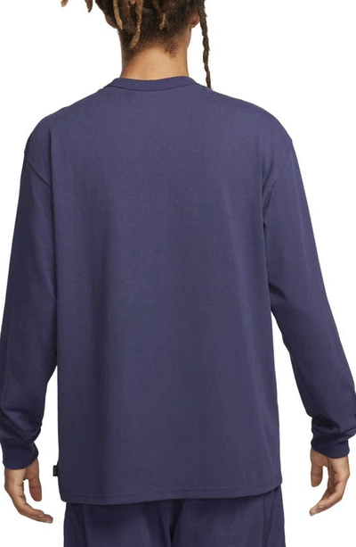Shop Nike Sportswear Premium Essentials Long Sleeve T-shirt In Purple Ink