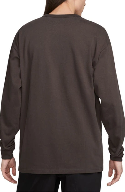 Shop Nike Sportswear Premium Essentials Long Sleeve T-shirt In Baroque Brown