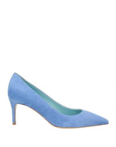 Shop Deimille Woman Pumps Azure Size 8 Soft Leather In Blue