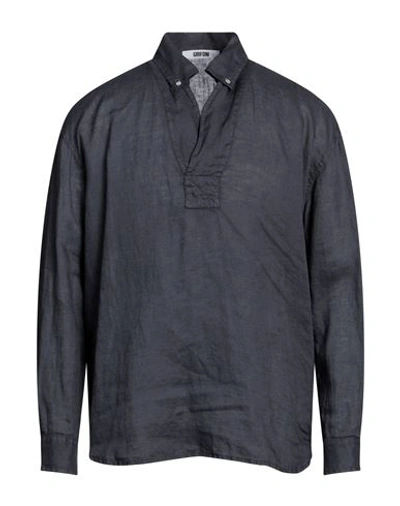 Shop Mauro Grifoni Grifoni Man Shirt Lead Size 38 Linen In Grey