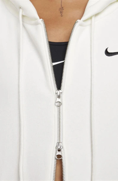 Shop Nike Sportswear Phoenix Long Zip Hoodie In Sail/ Black
