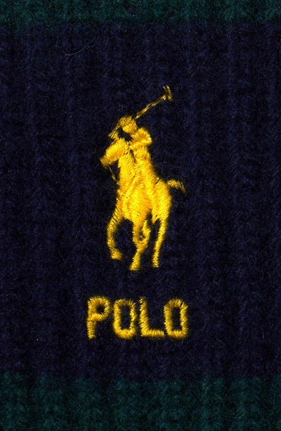 Shop Polo Ralph Lauren Rugby Stripe Wool Blend Beanie In Hunt Club