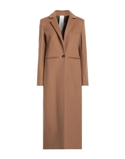 Shop Annie P . Woman Coat Camel Size 2 Virgin Wool, Polyamide, Cashmere In Beige