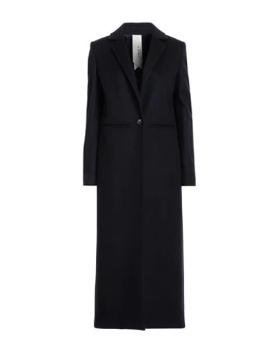 Shop Annie P . Woman Coat Midnight Blue Size 8 Virgin Wool, Polyamide, Cashmere