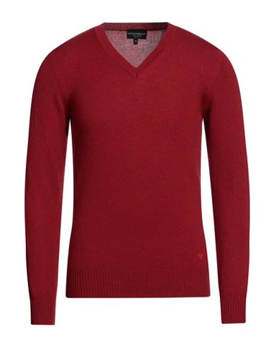 Shop Emporio Armani Man Sweater Brick Red Size M Cashmere