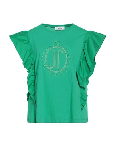 Shop Jijil Woman T-shirt Green Size 12 Cotton, Polyamide, Nylon, Elastane