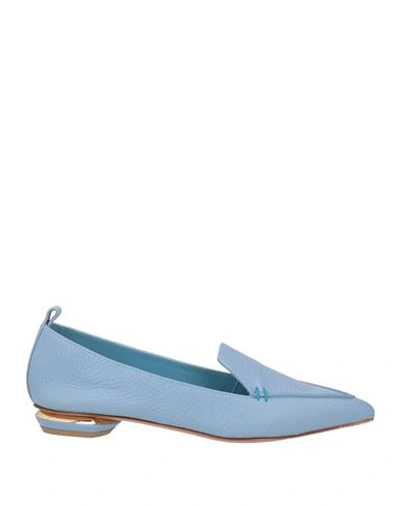 Shop Nicholas Kirkwood Woman Loafers Light Blue Size 6 Soft Leather