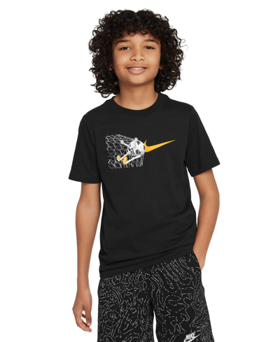 Shop Nike Big Kids Sportswear Graphic Cotton T-shirt In Black
