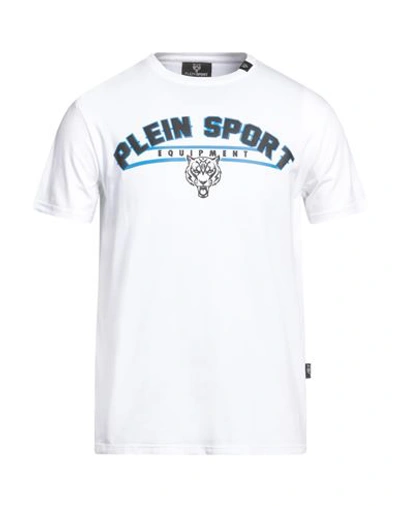 Plein Sport Man T-shirt White Size L Cotton, Elastane In White