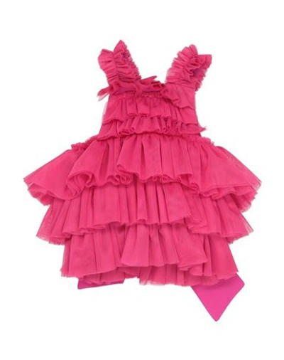 Shop Byblos Newborn Girl Baby Dress Fuchsia Size 1 Polyester In Pink