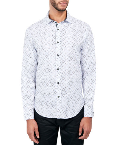 Shop Society Of Threads Men's Regular-fit Non-iron Performance Stretch Geo-print Button-down Shirt In White