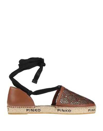 Pinko Woman Espadrilles Tan Size 11 Soft Leather In Brown