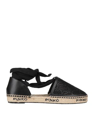 Pinko Woman Espadrilles Black Size 8 Soft Leather In Black
