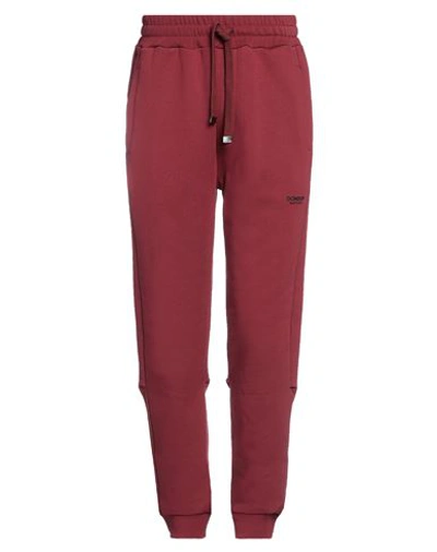 Shop Dondup Man Pants Burgundy Size L Cotton In Red